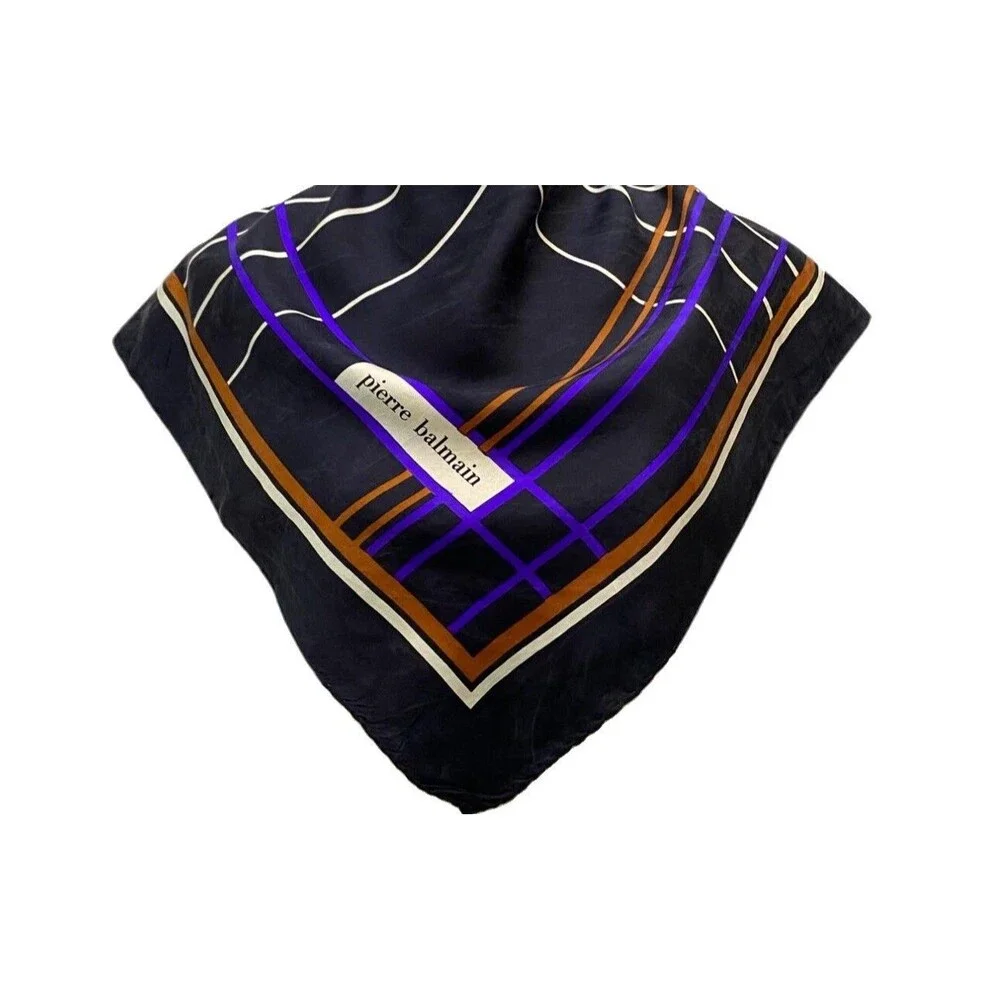 VTG Pierre Balmain Paris Silk Scarf Hand Rolled Edge 30